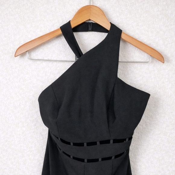 REVOLVE Finders Keepers Solar Black Halter Neck Backless Wide Leg Jumpsuit - Picture 3 of 9